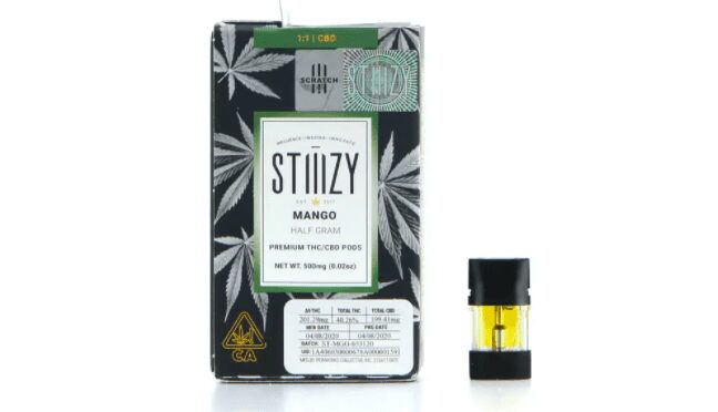 Stiiizy's half gram cartridge on Emjay.